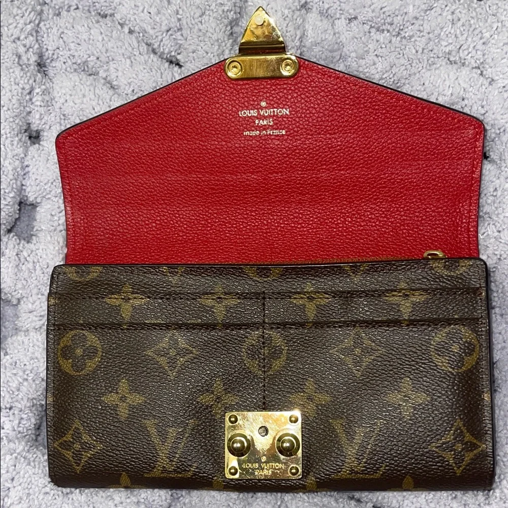 Louis Vuitton Red and Brown Monogram Clutch